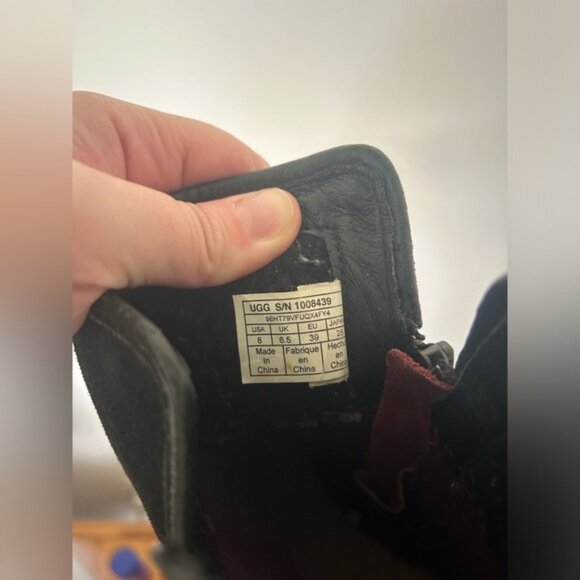 UGG Simmens Waterproof Leather Boots Black Buckle Belted Biker Moto - Picture 10 of 10